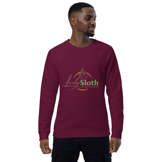 Lively Sloth unisex organic raglan sweatshirt
