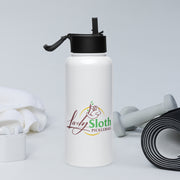 Stainless steel water bottle with a straw lid